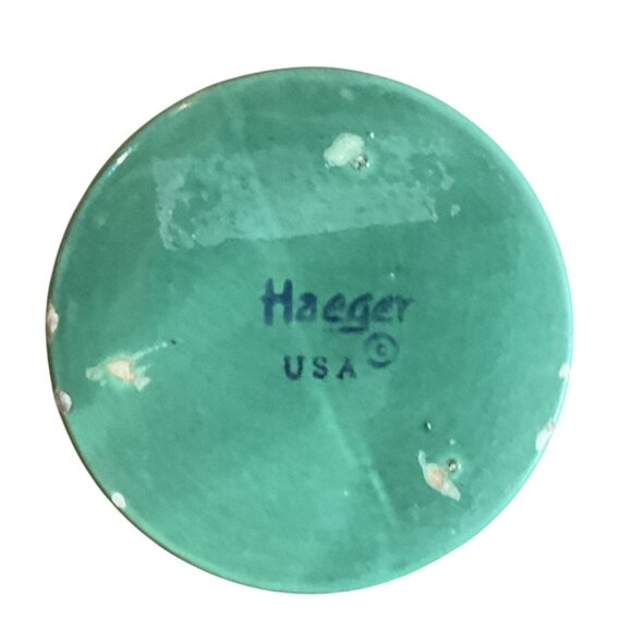 Vintage Haeger USA Forest Green Ceramic Pedestal Vase MCM Retro 8.5"H x 7"D - Picture 4 of 7